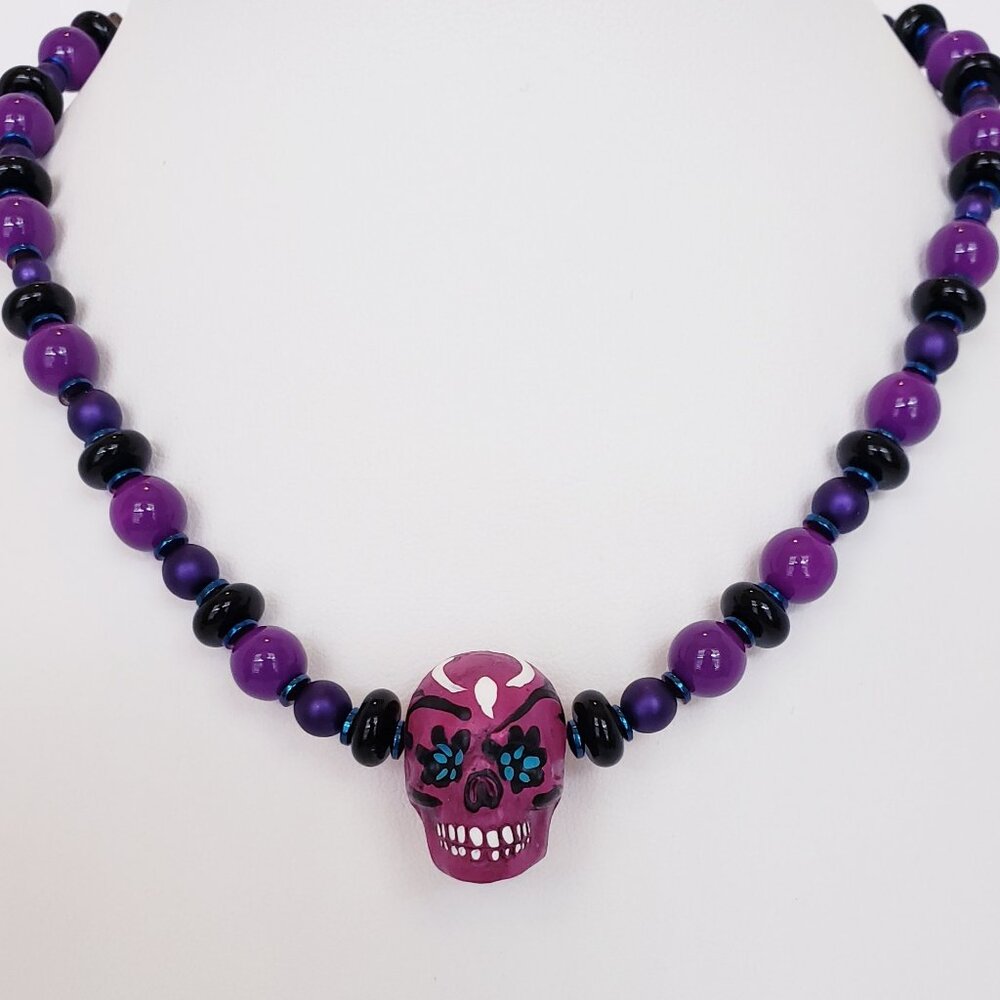 "ROLLO" ~ DAY OF THE DEAD Sugar Skull Necklace by KATSPAW JEWELRY